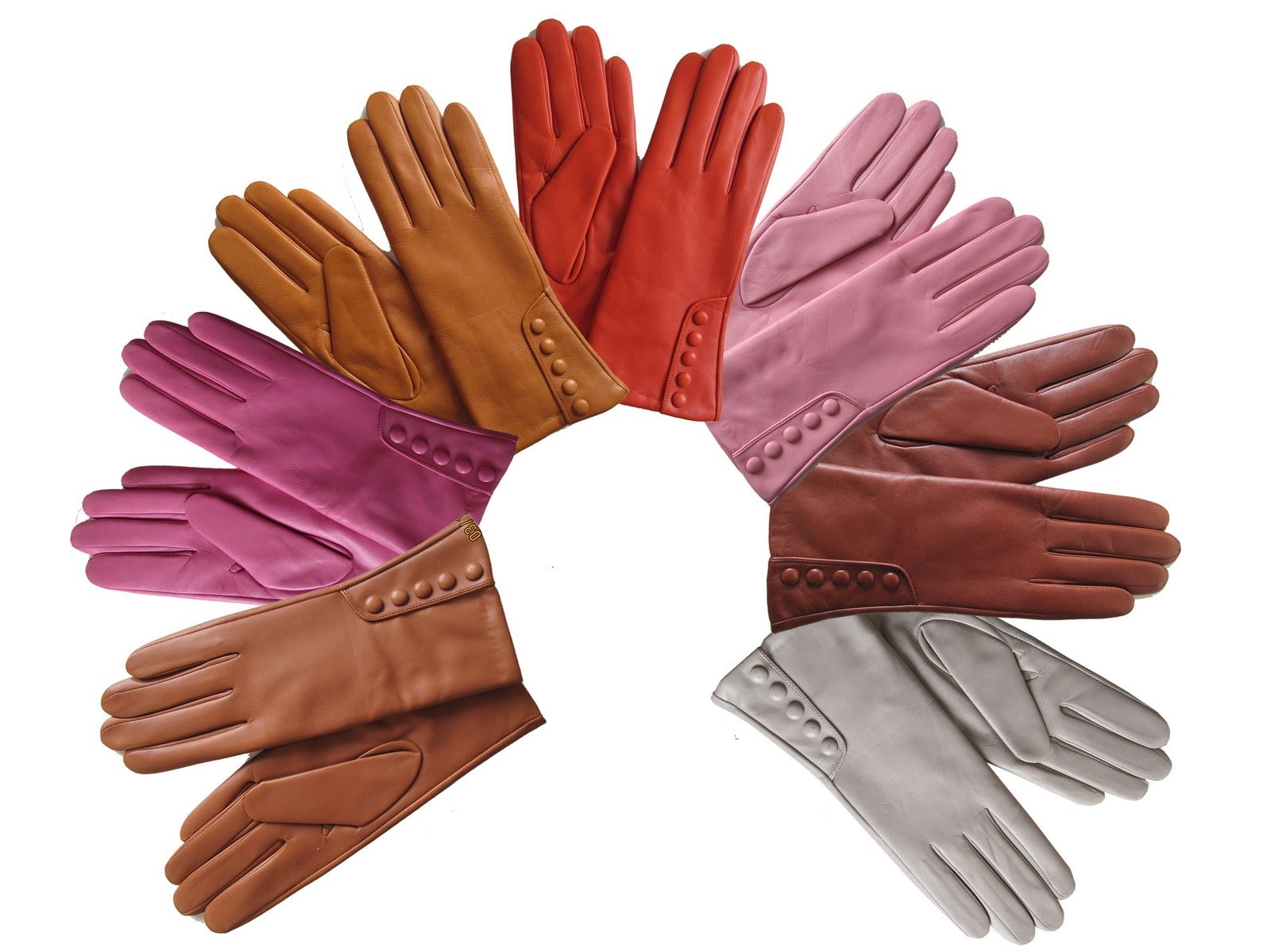 Colorful women leather glove collection for fashion and winter markets