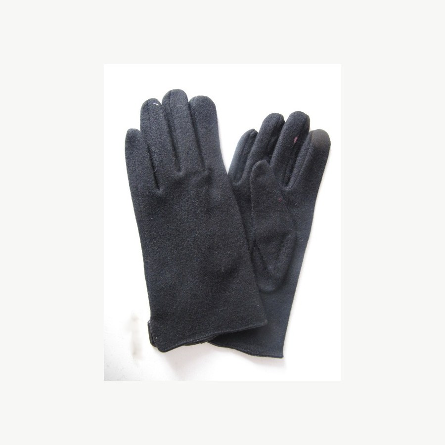Black wool fabric gloves